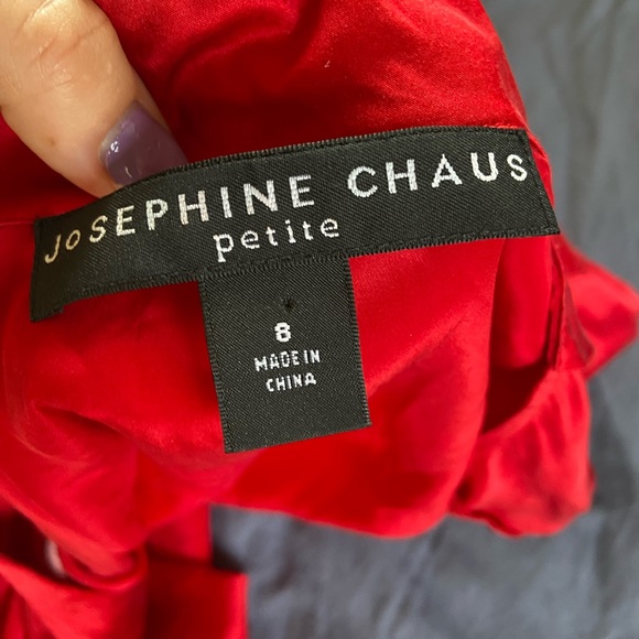 Vibrant Red 100% Silk Button Down Josephine Chaus - Picture 4 of 4